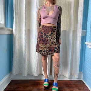 cross country petite vintage leopard print mini skirt “size 8p”